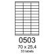 etikety RAYFILM 70x25,4 biele s odnímateľným lepidlom R01020503A (100 list./A4) (R0102.0503A)