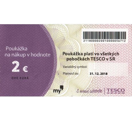TESCO nákupná poukážka  2€ (100 bodov)