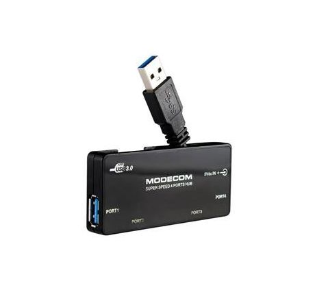 Modecom MC-4P externý USB 3.0 4-portový hub (HUB-4PORTS-USB3-BLA)