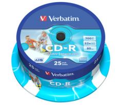 CD-R VERBATIM DTL+ Printable 700MB 52X 25ks/cake*AZO (43439)