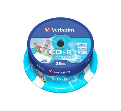 CD-R VERBATIM DTL+ Printable 700MB 52X 25ks/cake*AZO (43439)