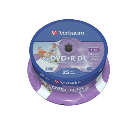 DVD+R VERBATIM Printable DL 8,5GB 8X Dvojvrstvové 25ks/cake (43667)
