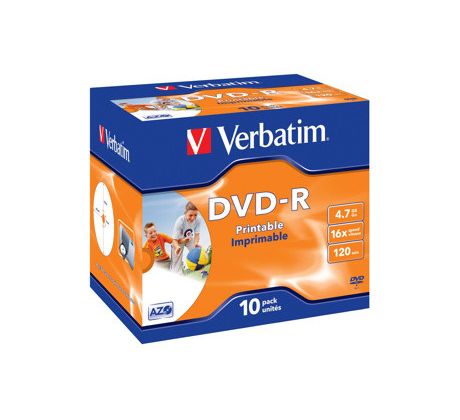 DVD-R VERBATIM Wide Inkjet Printable ID Brand 4,7GB 16X 10ks/bal. (43521)