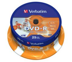 DVD-R VERBATIM Printable 4,7GB 16X 25ks/cake*AZO (43538)