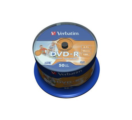 DVD-R VERBATIM Wide Printable non-ID 4,7GB 16X 50ks/cake (43533)