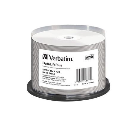 DVD-R Verbatim DTL+  cakebox 50 | 4.7GB | 16x | pre potlač Thermal (43755)