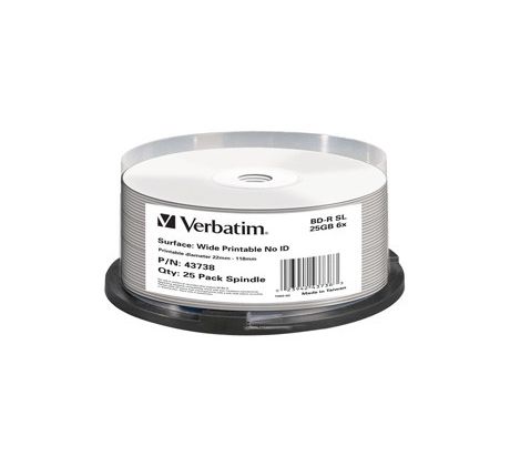 BD-R SL VERBATIM 25GB 6X Wide SL Printable 25 cake - No ID Brand (43738)