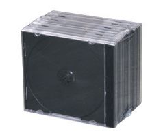 Single CD case – clear cover and base with black tray assembled 10pcs (CD1-B(10))