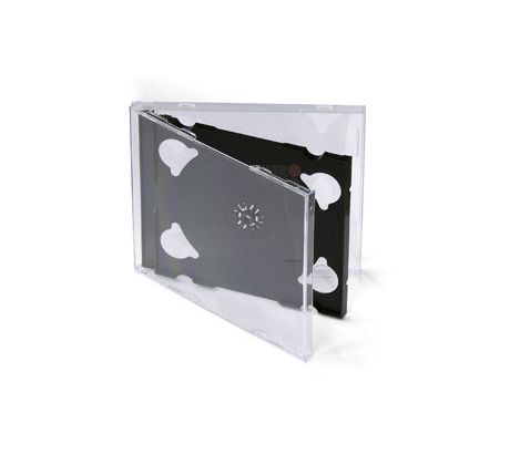 Jewel box na 2CD 5ks/balenie,  priehľadný s čiernym trayom, 10,4mm