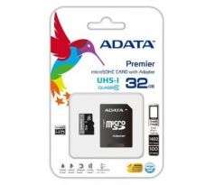 Pamäťová karta ADATA Premier micro SDHC karta 32GB UHS-I U1 Class 10 + adaptér (AUSDH32GUICL10-RA1)