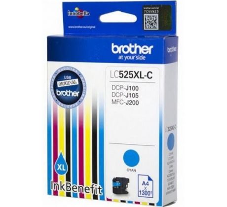 kazeta BROTHER LC-525XL Cyan DCP-J100/J105, MFC-J200 (1300 str.) (LC525XLC)