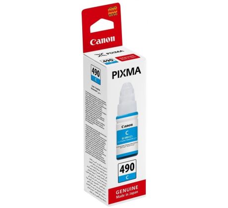 atramentová náplň CANON GI-490C cyan PIXMA G1400/G2400/G3400/G4400 (70 ml) (0664C001)