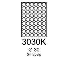 etikety RAYFILM 30mm kruh univerzálne biele R01003030KA (100 list./A4) (R0100.3030KA)