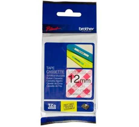 páska BROTHER TZeMPRG31 čierne písmo, červená gingham paterna Tape (12mm) (TZEMPRG31)