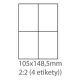 etikety samolepiace 105x148 univerzálne biele (100 listov A4/bal.) (ECO-10514800)