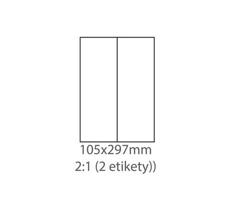 etikety Samolepiace 105x297 univerzálne biele 2ks/A4 (100 listov A4/bal.) (ECO-10529700)