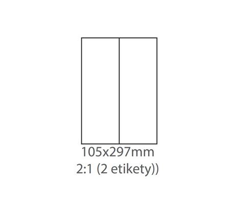 etikety ECODATA Samolepiace 105x297 univerzálne biele 2ks/A4 (100 listov A4/bal.) (ECO-10529700)