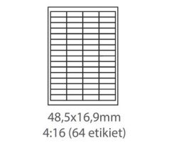 etikety ECODATA Samolepiace 48,5x16,9 univerzálne biele 64ks/A4 (100 listov A4/bal.) (ECO-04801690_64)