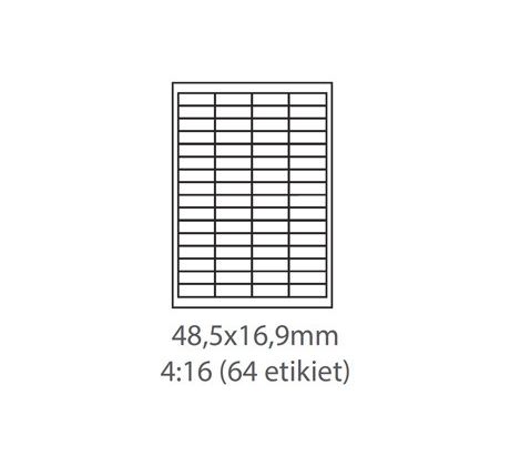 etikety ECODATA Samolepiace 48,5x16,9 univerzálne biele 64ks/A4 (100 listov A4/bal.) (ECO-04801690_64)