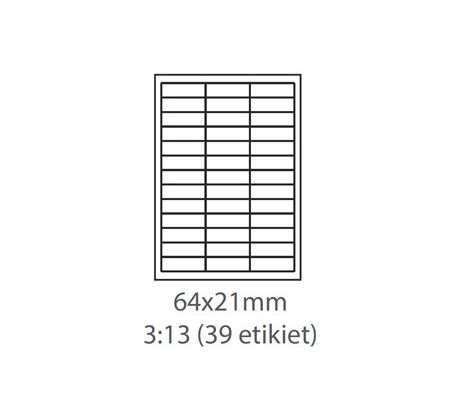 etikety Samolepiace 64x21 univerzálne biele 39ks/A4 (100 listov A4/bal.) (ECO-06402100)