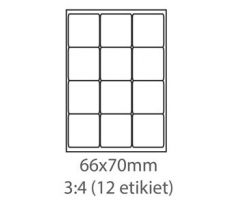 etikety Samolepiace 66x70 univerzálne biele 12ks/A4 (100 listov A4/bal.) (ECO-06607000)