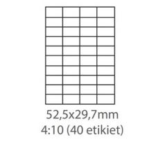 etikety Samolepiace 52,5x29,7 univerzálne biele 40ks/A4 (100 listov A4/bal.) (ECO-05202900)