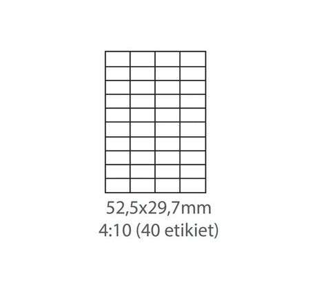 etikety Samolepiace 52,5x29,7 univerzálne biele 40ks/A4 (100 listov A4/bal.) (ECO-05202900)