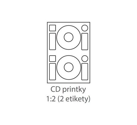 etikety Samolepiace 2xCD-KRUH univerzálne biele 2ks/A4 (100 listov A4/bal.) (ECO-2CD-KRUH-100)