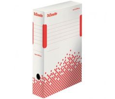 DARČEK - Archívny box Esselte Speedbox 80mm biely/červený - Objednaj 25 ks a dostaneš darček 1 ks Úložný box s vekom Esselte Home veľkosť M biely 3 ks ( Platí do 31.3.2022)