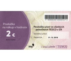 TESCO nákupná poukážka  2€ (100 bodov)