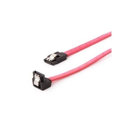 Serial ATA III 50cm data cable with 90 degree bent connector, bulk packing, metal clips (CC-SATAM-DATA90)