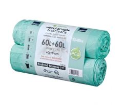 Vrecia zaväzovacie HDPE 60 ℓ, 60 x 70 cm 16 mic. (2 bal.x10 ks) zelené