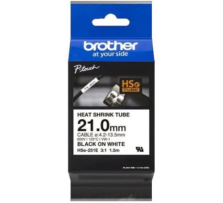 zmršťovacia bužírka BROTHER HSe251E čierne písmo, biela bužírka TUBE (21mm) (HSE251E)