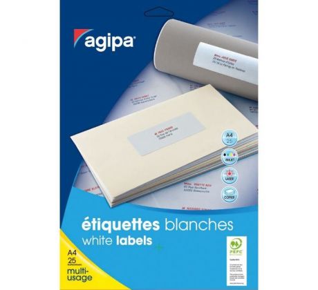 Etikety univerzálne na zakladače 38 x 190 mm Agipa A4 20 hárkov