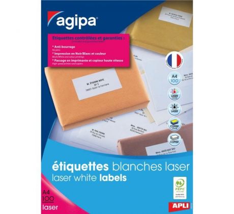 Etikety laser 52,5x29,7mm Agipa A4 100 hárkov