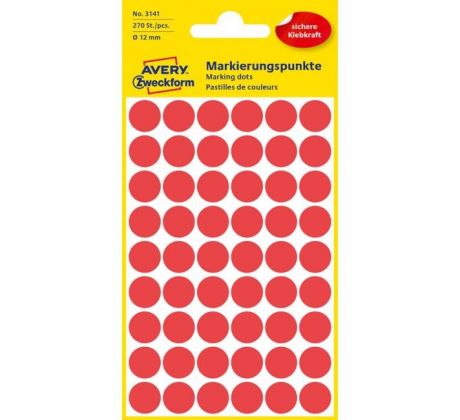 Etikety kruhové 12mm Avery červené