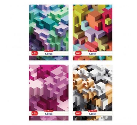 Zošit Herlitz A4, 40 listov, linajkový, s parciálnym lakom, motív Tetris