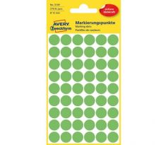 Etikety kruhové 12mm Avery neónovo zelené