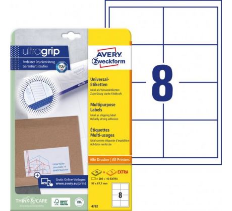 Etikety univerzálne 97x67,7mm Avery A4 25+5 hárkov