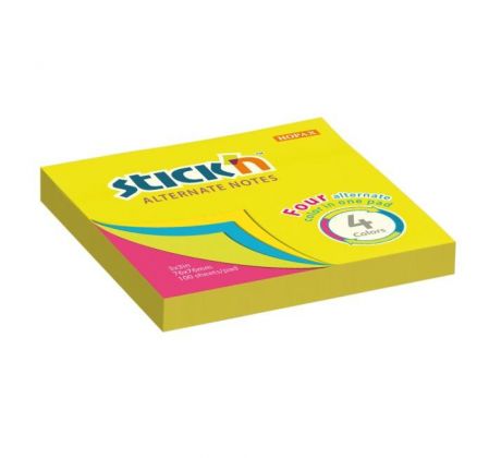 DARČEK - Samolepiaci bloček, Alternate mix neón, 76x76 mm  - Objednaj 3 ks a dostaneš darček 1 ks Oblátky Manner lieskovo-orieškové celozrnné 25 g ( Platí do 30.4.2025)