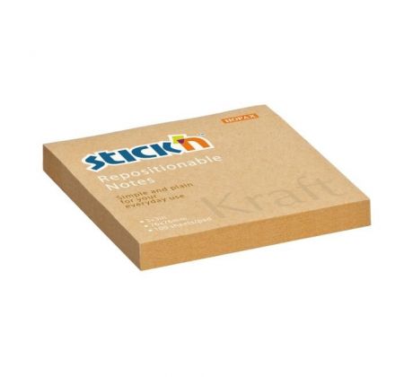 Samolepiaci bloček Kraft, 76x76 mm, prírodná hnedá