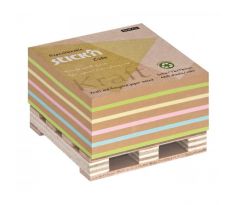 Samolepiaci bloček na paletke 76x76mm 400 lístkov mix Kraft a pastel