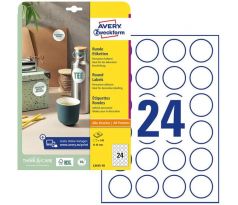 Etikety univerzálne kruhové 40mm Avery A4 10 hárkov