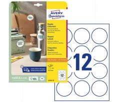 Etikety univerzálne kruhové 60mm Avery A4 10 hárkov