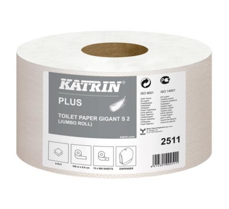 Toaletný papier 2-vrstvový KATRIN Plus Gigant Toilet S2 18 cm, celulóza, návin 100 m