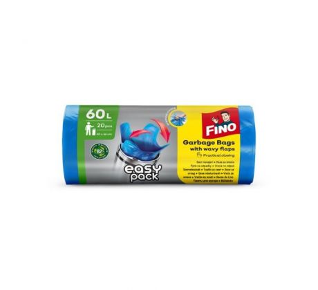 Vrecia zaväzovacie FINO Easy pack 60 ℓ, 18 mic., 60 x 66 cm, modré (20 ks)