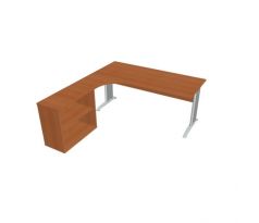 Pracovný stôl Cross, ergo, pravý, 180x75,5x200 cm, čerešňa/kov