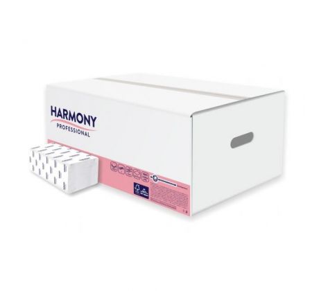 Papierové utierky skladané ZZ 2-vrstvové HARMONY professional, 100% celulóza, biele (20 bal.)