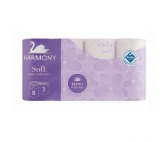 Toaletný papier 3-vrstvový Harmony Soft FLORA Parfumes biely, návin 16,8 m (8 ks)