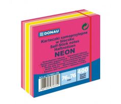 Samolepiaci bloček Donau 76x76mm 400l neónová ružová